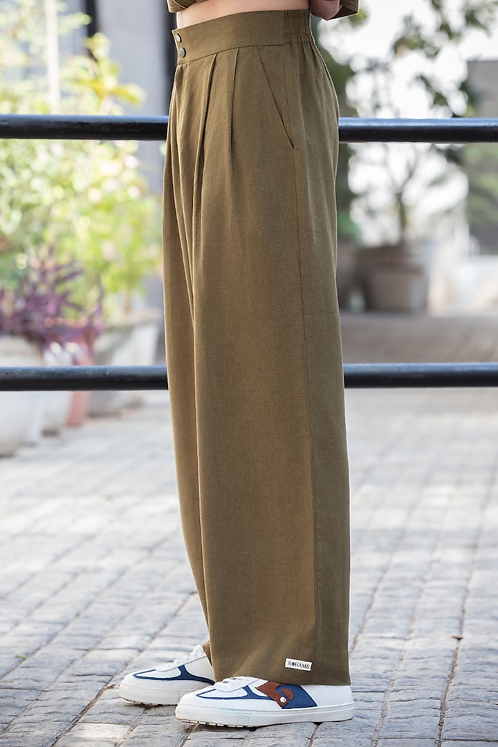 Olive Green Linen Blend Co-Ord Set by Not So Couture at Pernia's Pop Up Shop