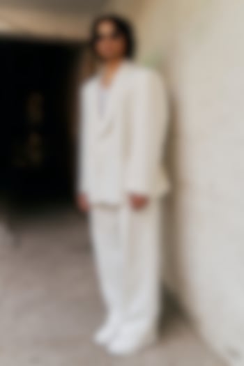 White Linen Blend Oversized Blazer Set by Not So Couture at Pernia's Pop Up Shop