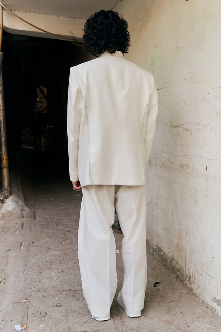 White Linen Blend Oversized Blazer Set by Not So Couture at Pernia's Pop Up Shop