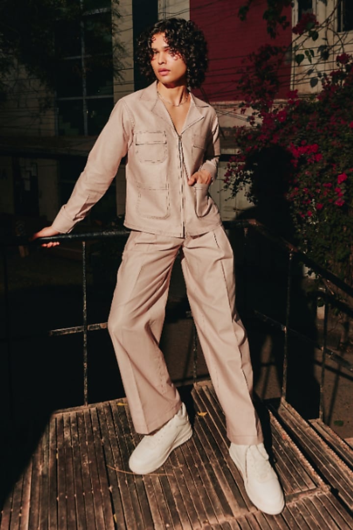 Light Mauve Linen Blend Co-Ord Set by Not So Couture at Pernia's Pop Up Shop