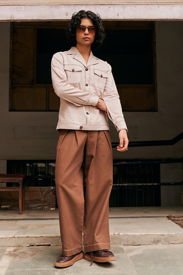 Brown Linen Blend Co-Ord Set by Not So Couture at Pernia's Pop Up Shop
