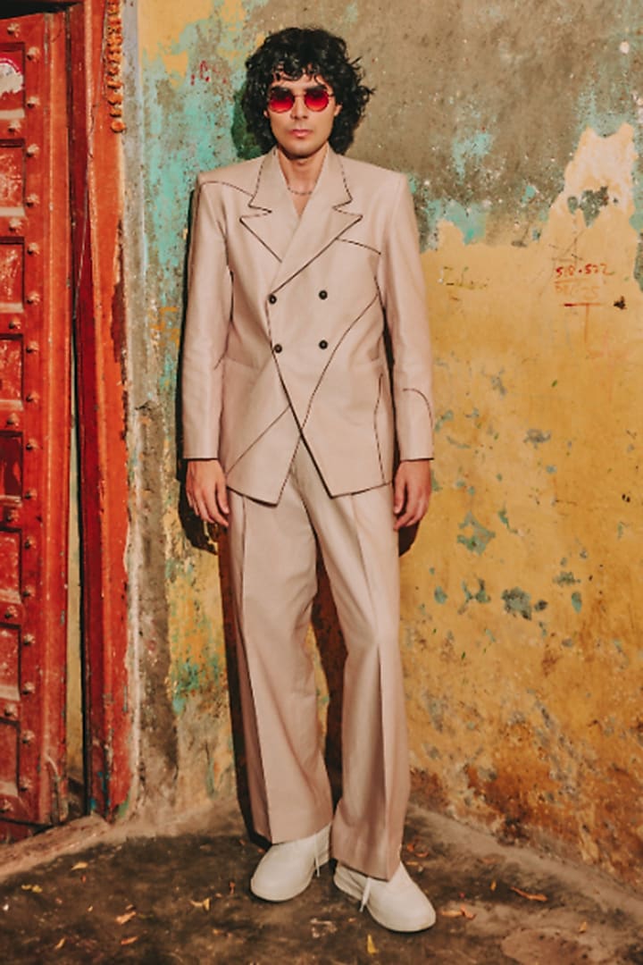 Light Mauve Linen Blend Blazer Set by Not So Couture at Pernia's Pop Up Shop
