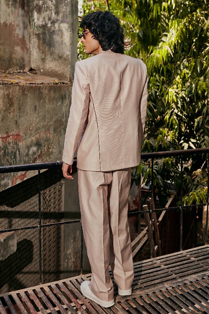 Light Mauve Linen Blend Blazer Set by Not So Couture at Pernia's Pop Up Shop