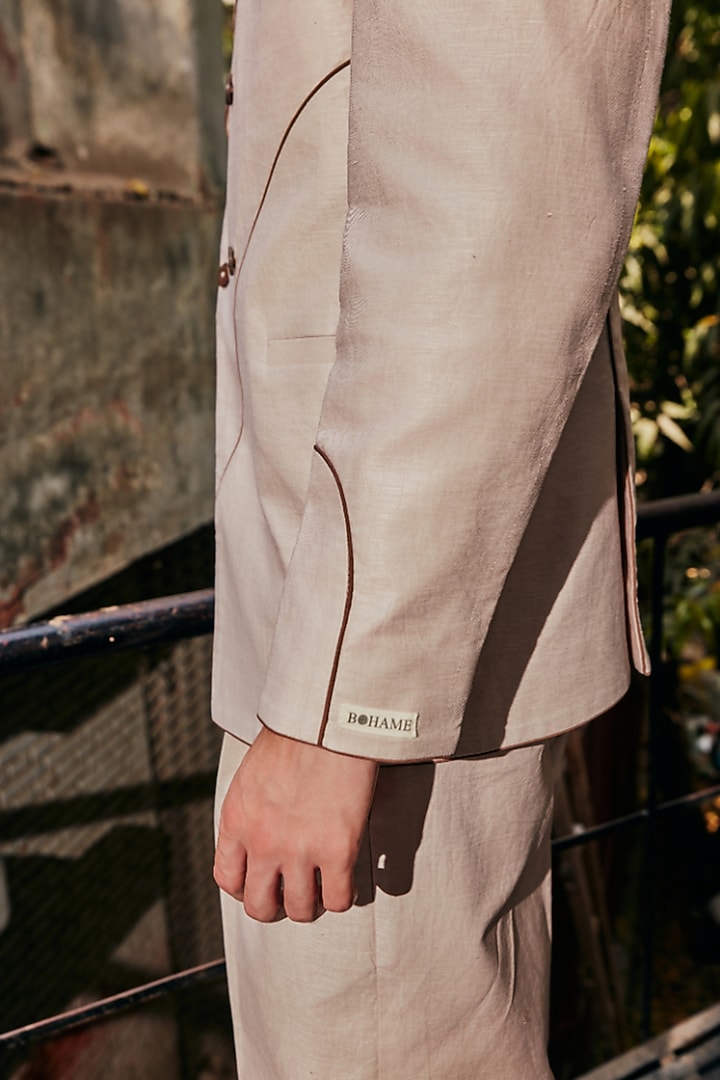 Light Mauve Linen Blend Blazer Set by Not So Couture at Pernia's Pop Up Shop