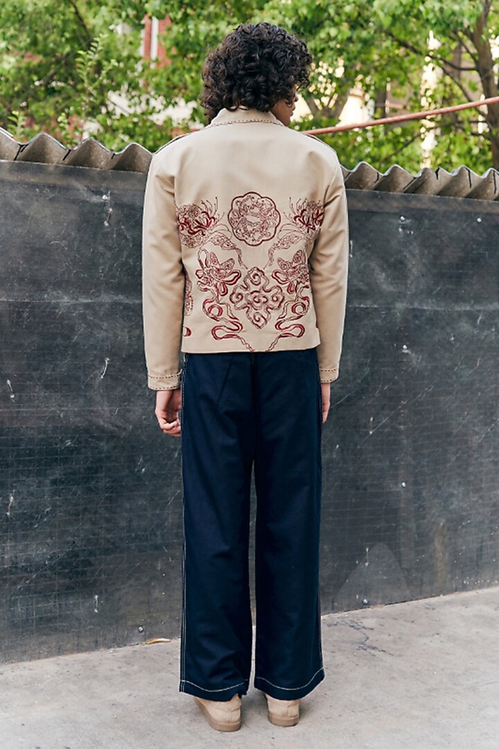 Beige Linen Blend Jacket Set by Not So Couture at Pernia's Pop Up Shop
