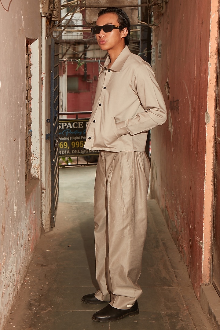 Grey Linen Blend Shacket Set by Not So Couture at Pernia's Pop Up Shop
