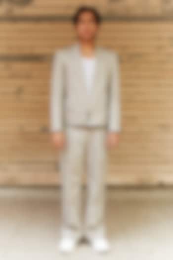 Grey Linen Blend Cropped Blazer Set by Not So Couture at Pernia's Pop Up Shop