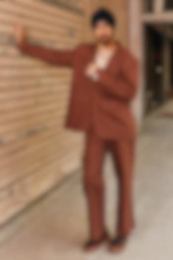Brown Linen Blend Blazer Set by Not So Couture at Pernia's Pop Up Shop
