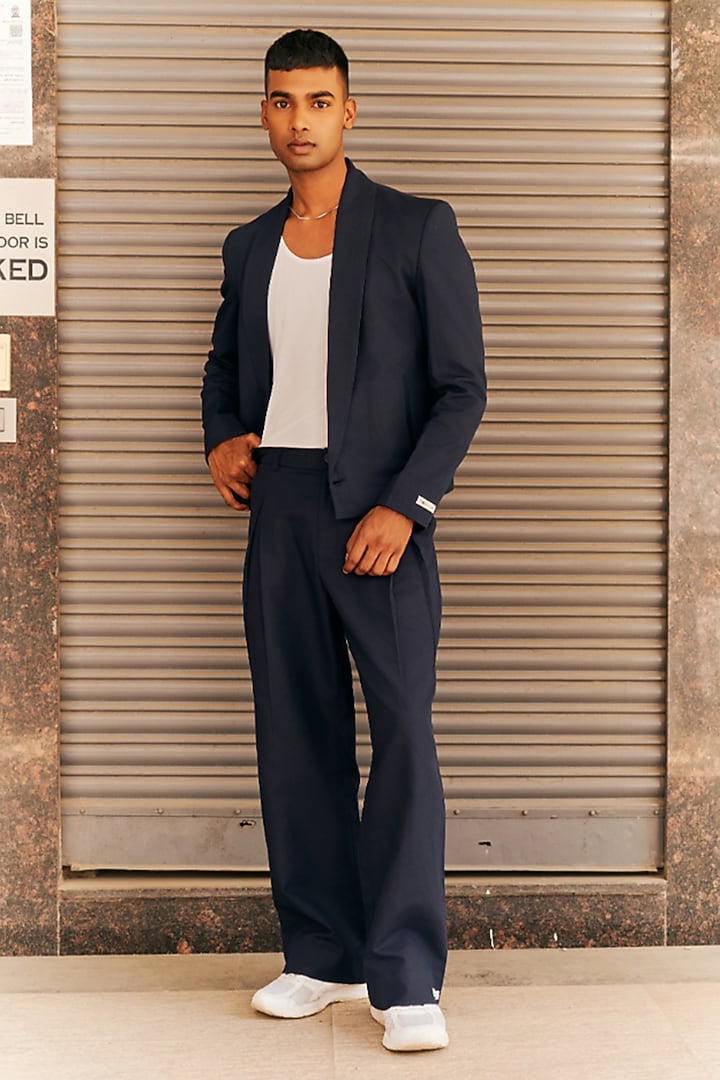 Navy Blue Linen Blend Co-Ord Set by Not So Couture at Pernia's Pop Up Shop