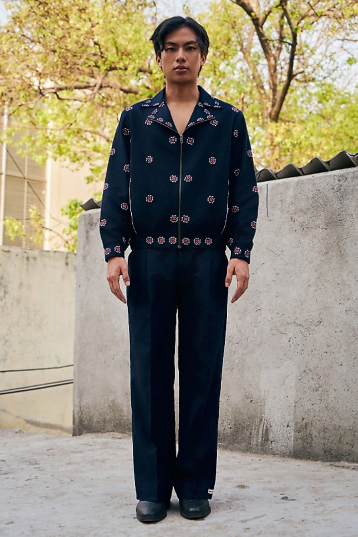 Navy Blue Linen Blend Co-Ord Set by Not So Couture at Pernia's Pop Up Shop