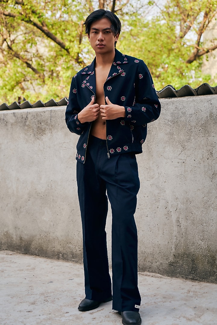 Navy Blue Linen Blend Co-Ord Set by Not So Couture at Pernia's Pop Up Shop