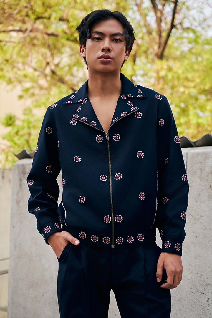 Navy Blue Linen Blend Co-Ord Set by Not So Couture at Pernia's Pop Up Shop