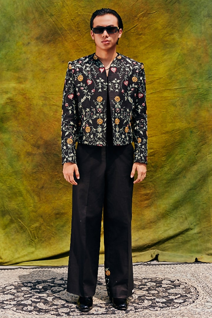 Black Linen Blend Blazer Set by Not So Couture at Pernia's Pop Up Shop