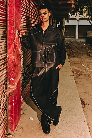 Black Linen Blend Co-Ord Set by Not So Couture