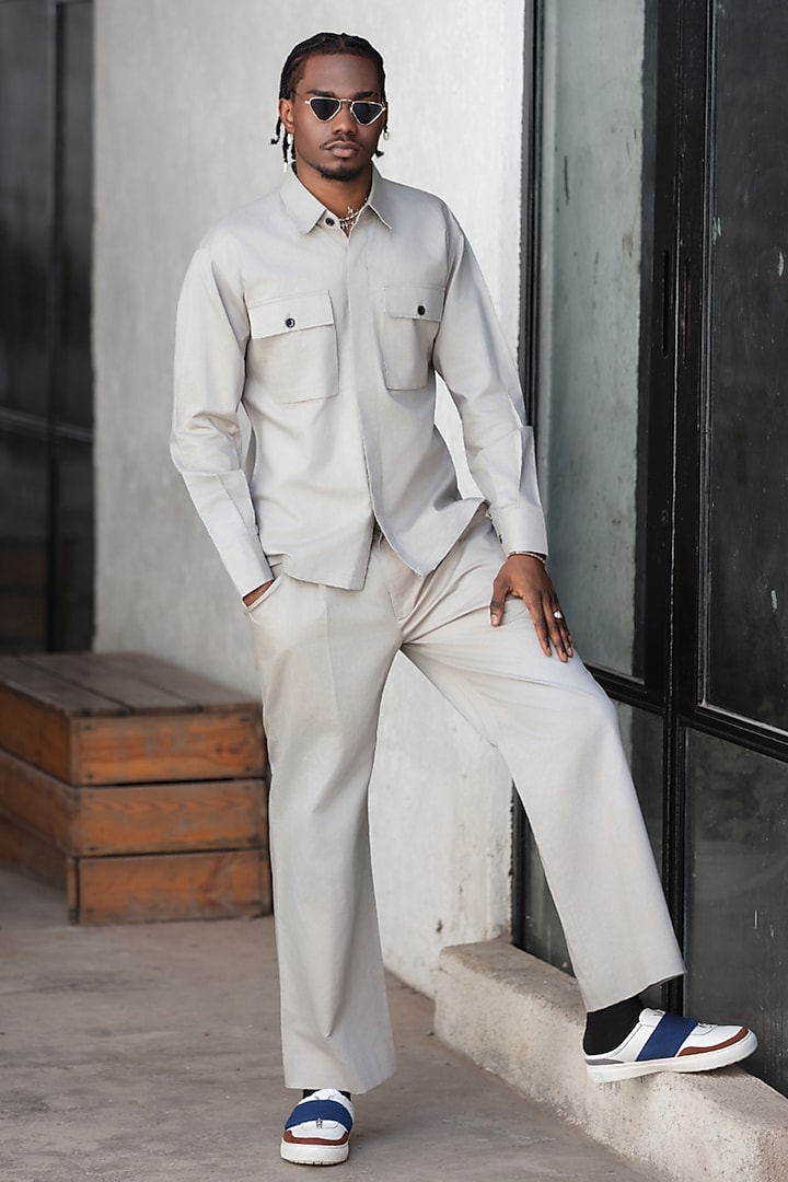 Grey Linen Blend Co-Ord Set by Not So Couture at Pernia's Pop Up Shop