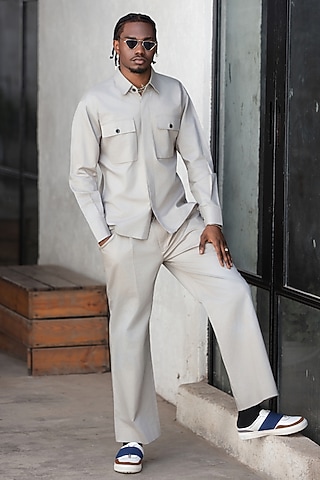 Grey Linen Blend Co-Ord Set by Not So Couture
