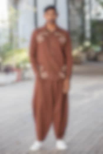 Brown Linen Blend Oversized Balloon-Style Trousers by Not So Couture at Pernia's Pop Up Shop
