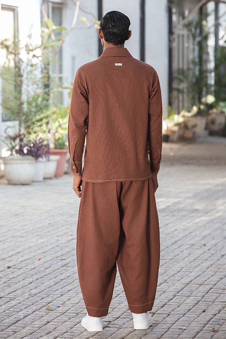 Brown Linen Blend Oversized Balloon-Style Trousers by Not So Couture at Pernia's Pop Up Shop