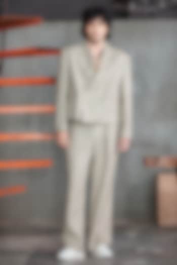 Grey Linen Double-Breasted Blazer Set by Not So Couture at Pernia's Pop Up Shop