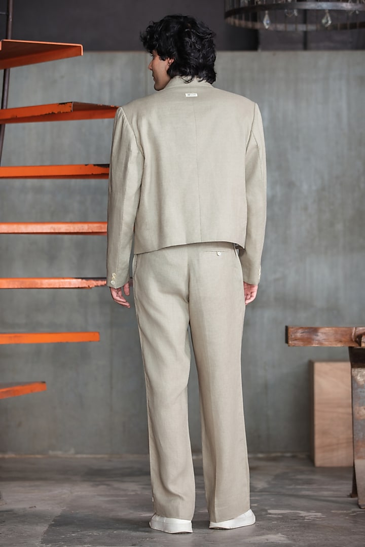 Grey Linen Double-Breasted Blazer Set by Not So Couture at Pernia's Pop Up Shop