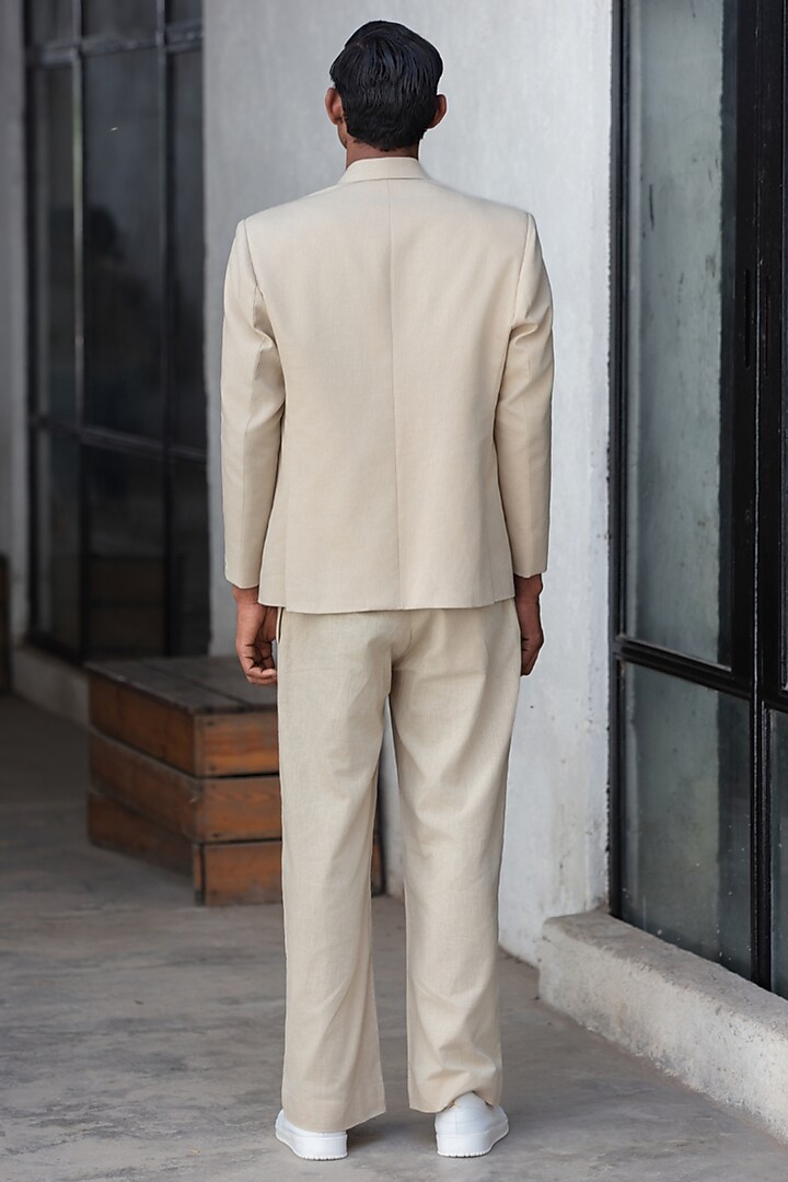 Beige Linen Blend Blazer Set by Not So Couture at Pernia's Pop Up Shop