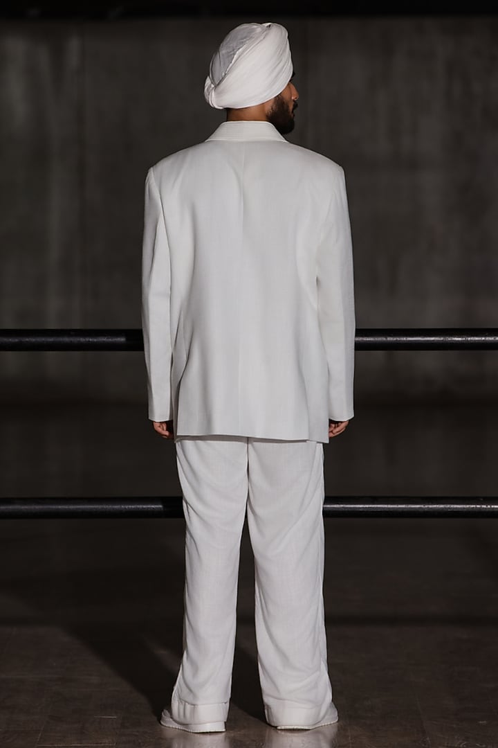 White Linen Blend Blazer Set by Not So Couture at Pernia's Pop Up Shop