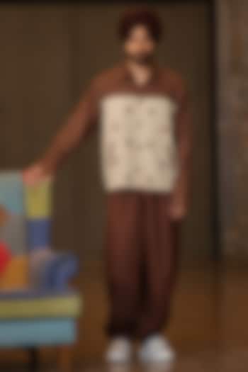 Brown & Beige Linen Blend Co-Ord Set by Not So Couture at Pernia's Pop Up Shop