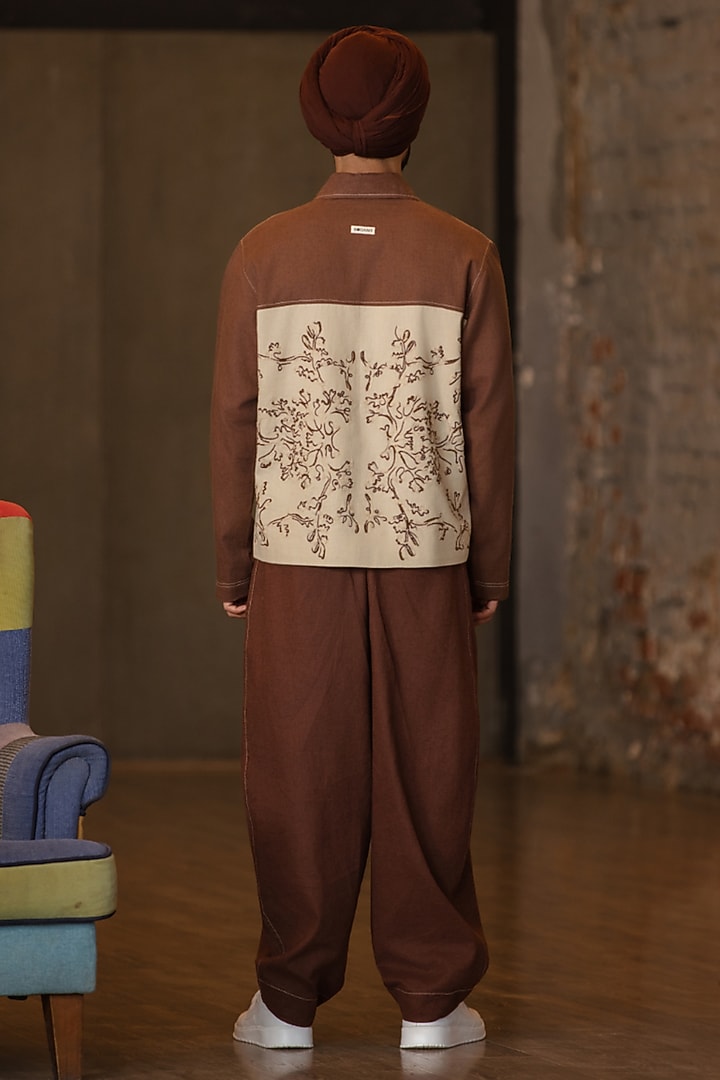 Brown & Beige Linen Blend Co-Ord Set by Not So Couture at Pernia's Pop Up Shop