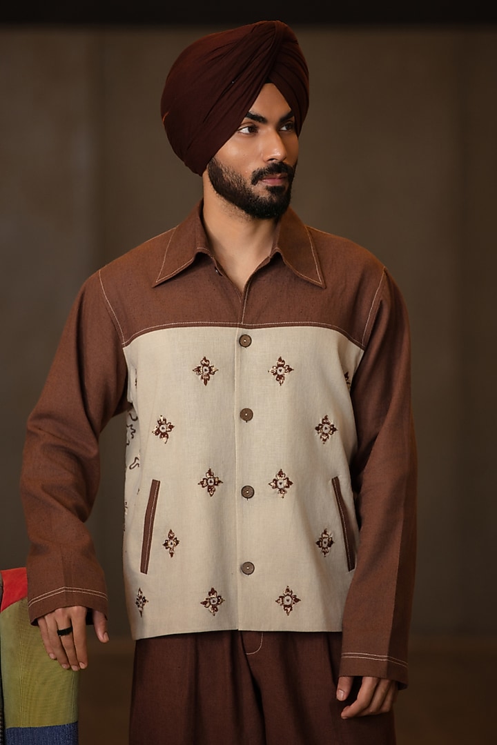 Brown & Beige Linen Blend Co-Ord Set by Not So Couture at Pernia's Pop Up Shop
