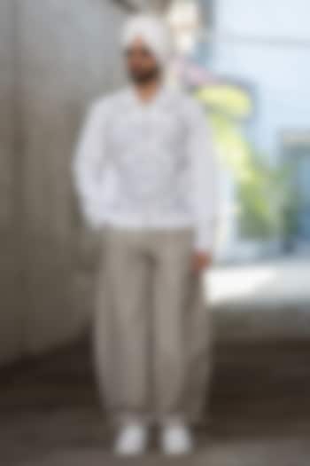 Grey Linen Blend Pant Set by Not So Couture at Pernia's Pop Up Shop