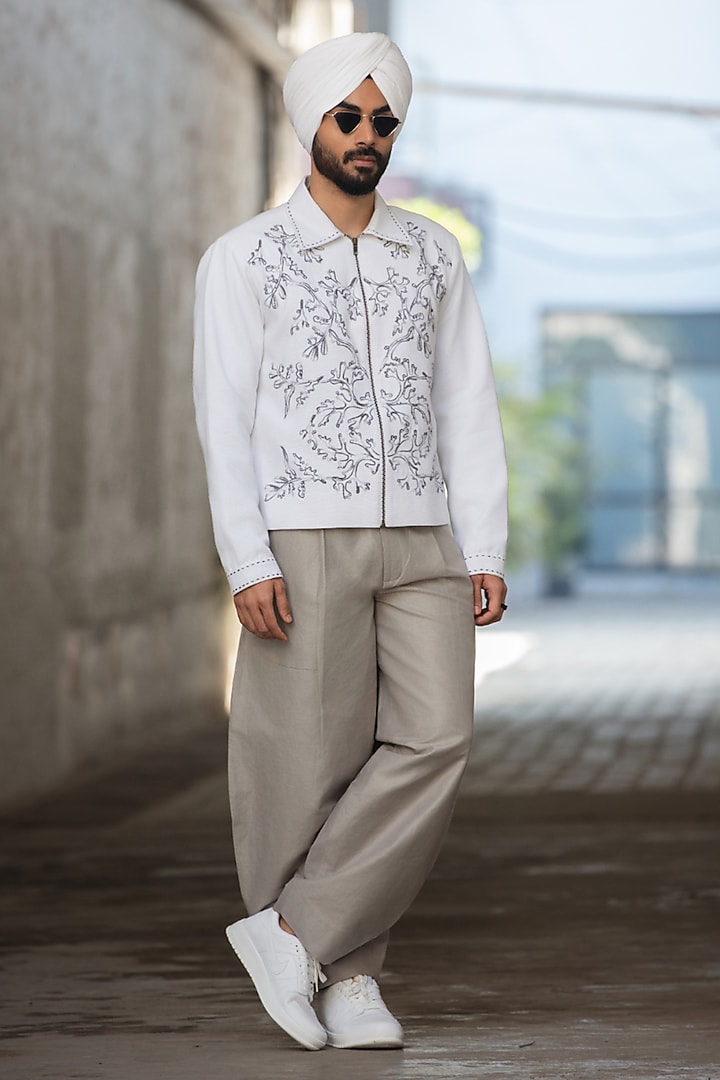 Grey Linen Blend Pant Set by Not So Couture at Pernia's Pop Up Shop