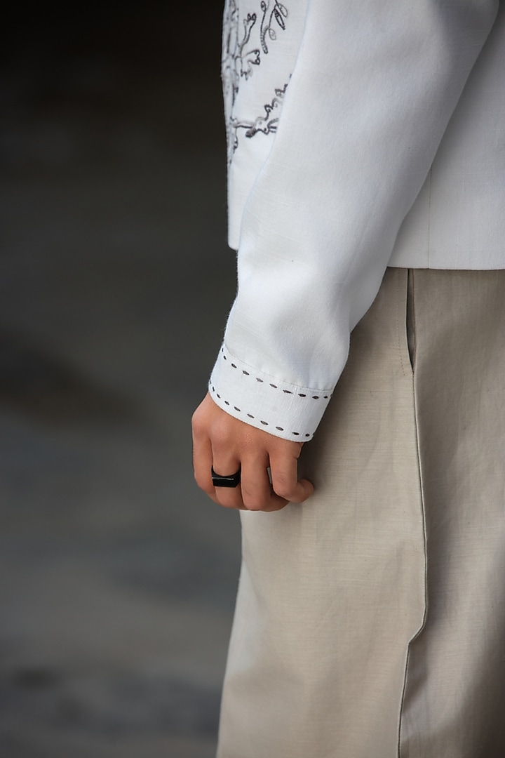Grey Linen Blend Pant Set by Not So Couture at Pernia's Pop Up Shop