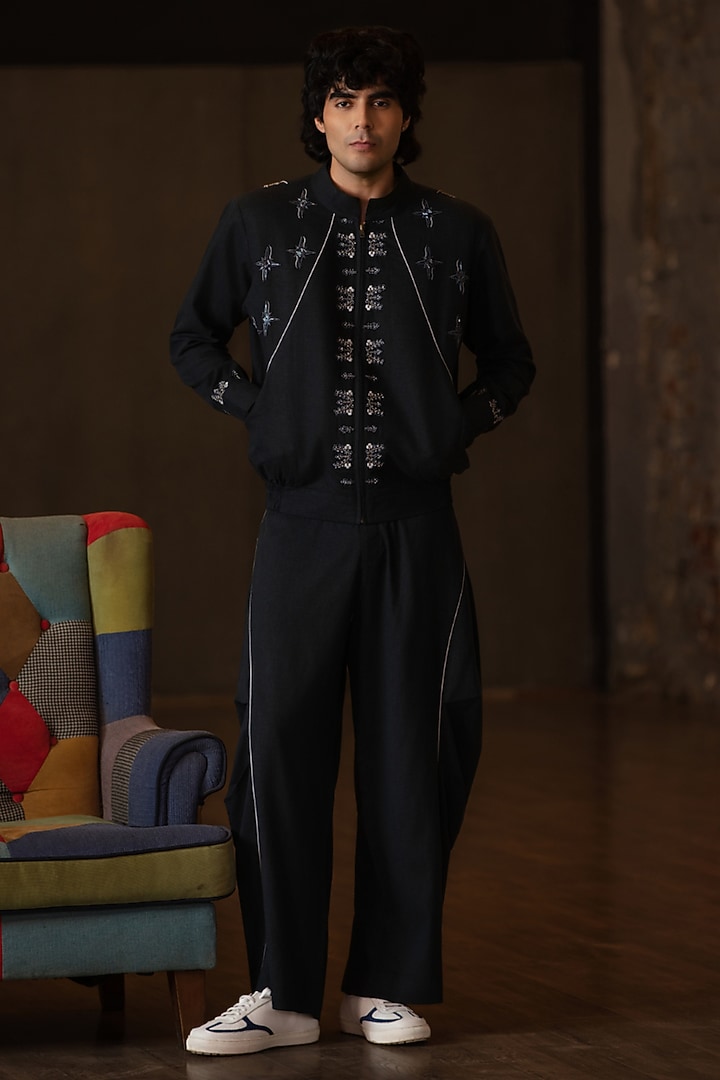 Navy Blue Linen Blend Co-Ord Set by Not So Couture at Pernia's Pop Up Shop