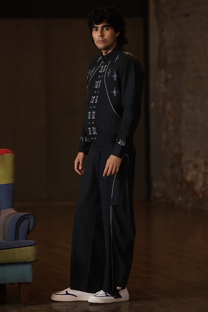 Navy Blue Linen Blend Co-Ord Set by Not So Couture at Pernia's Pop Up Shop