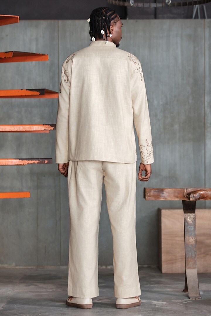 Beige Cotton Flex Co-Ord Set by Not So Couture at Pernia's Pop Up Shop
