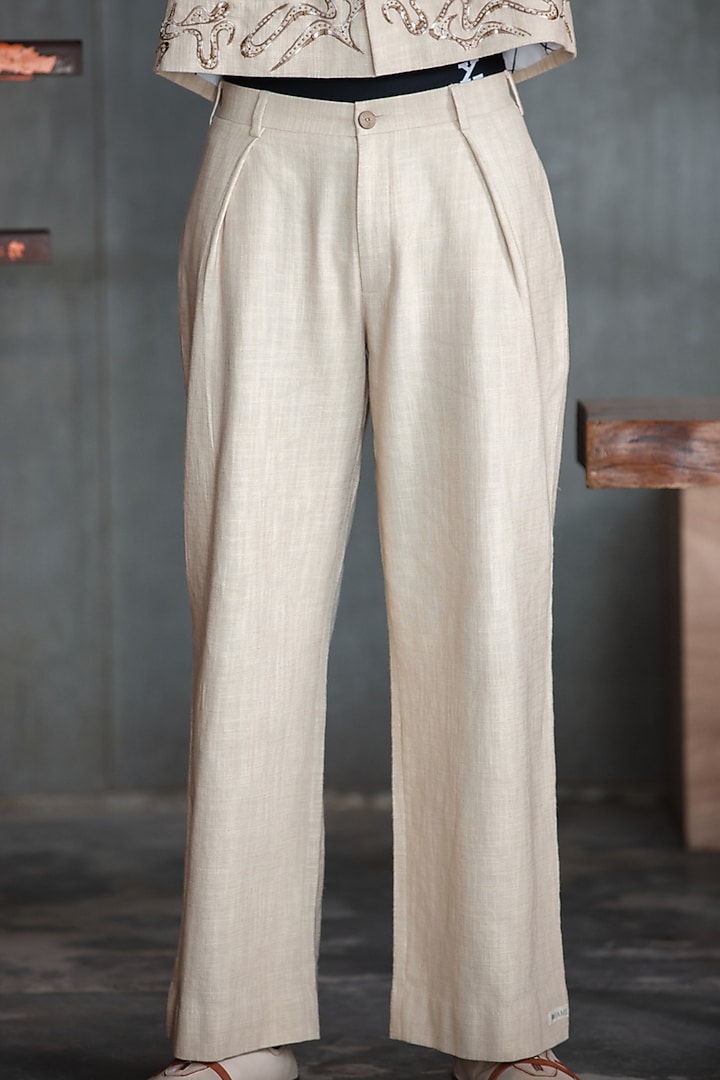 Beige Cotton Flex Co-Ord Set by Not So Couture at Pernia's Pop Up Shop