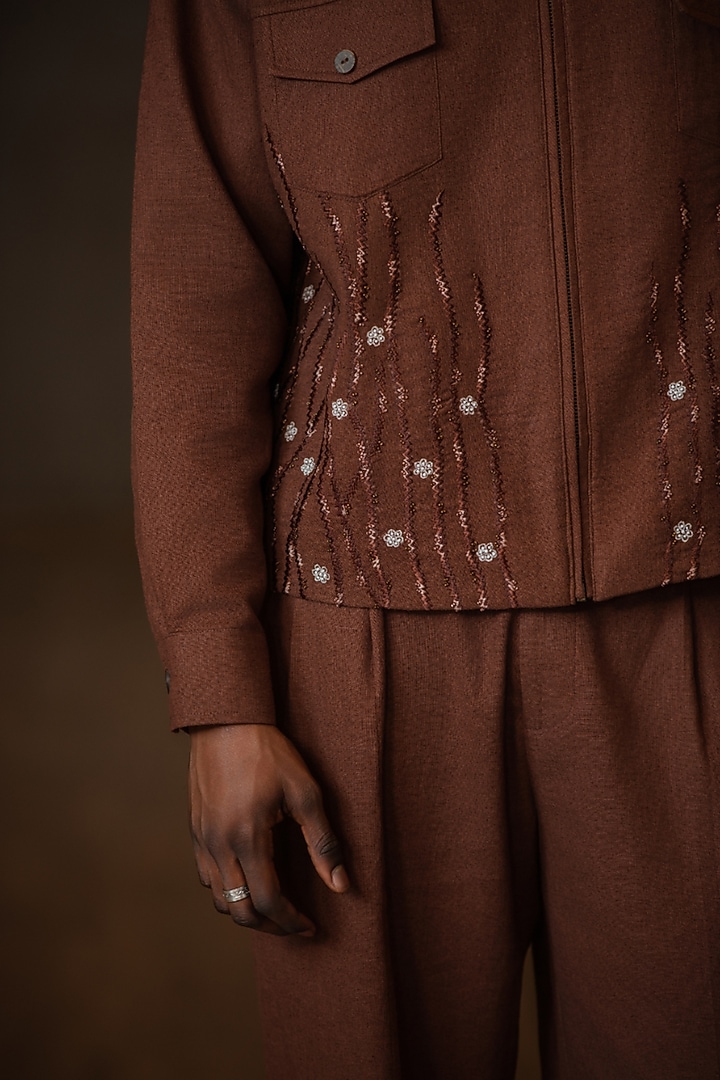 Brown Linen Blend Co-Ord Set by Not So Couture at Pernia's Pop Up Shop
