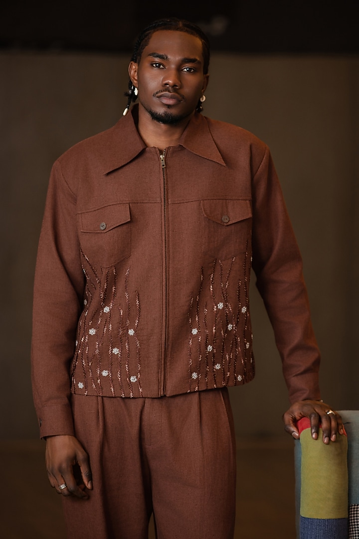 Brown Linen Blend Co-Ord Set by Not So Couture at Pernia's Pop Up Shop