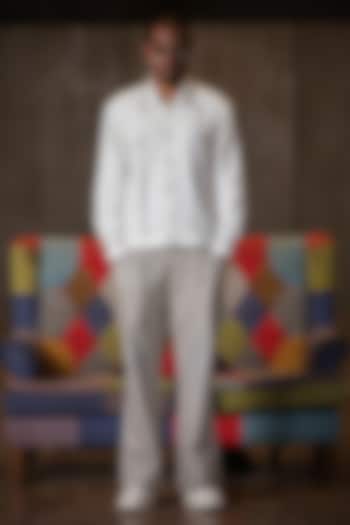 Grey Linen Blend Pant Set by Not So Couture at Pernia's Pop Up Shop