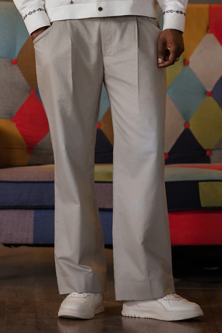 Grey Linen Blend Pant Set by Not So Couture at Pernia's Pop Up Shop