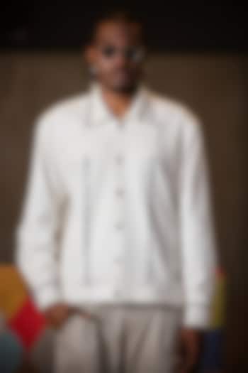 White Cotton Floral Embroidered Jacket by Not So Couture at Pernia's Pop Up Shop