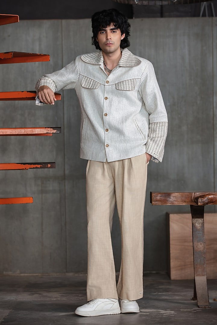 Beige Cotton Pant Set by Not So Couture at Pernia's Pop Up Shop