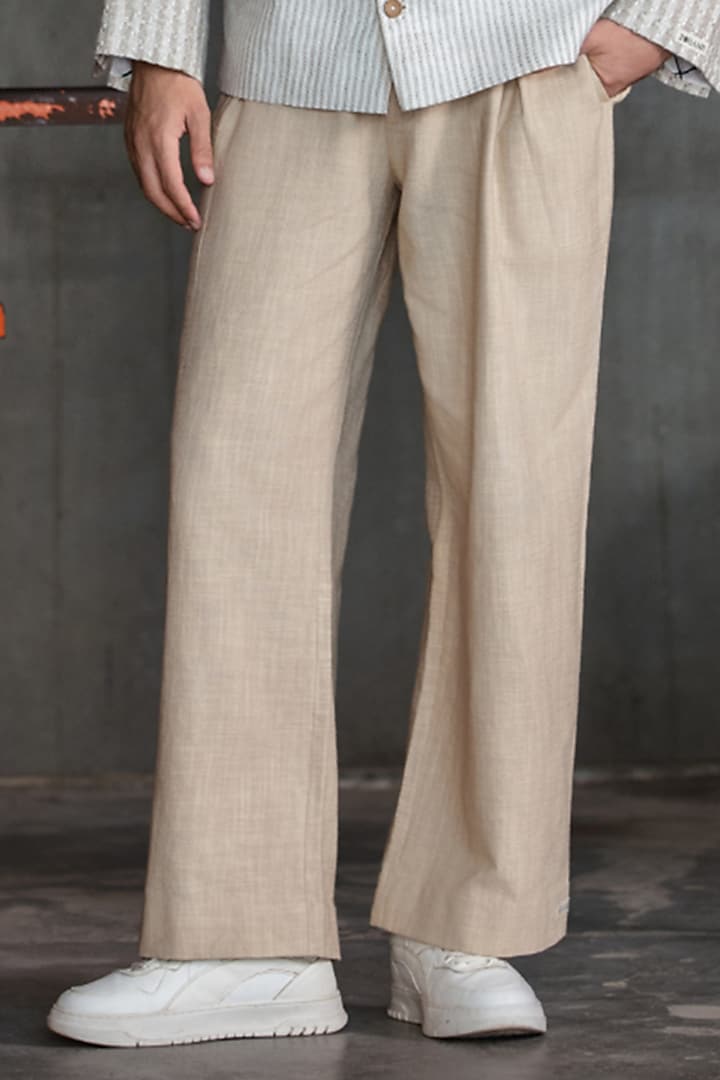 Beige Cotton Pant Set by Not So Couture at Pernia's Pop Up Shop