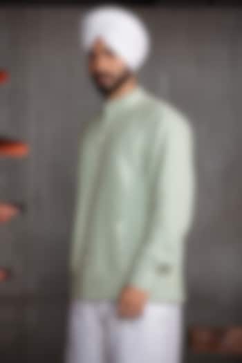 Mint Green Handloom Jacket by Not So Couture at Pernia's Pop Up Shop