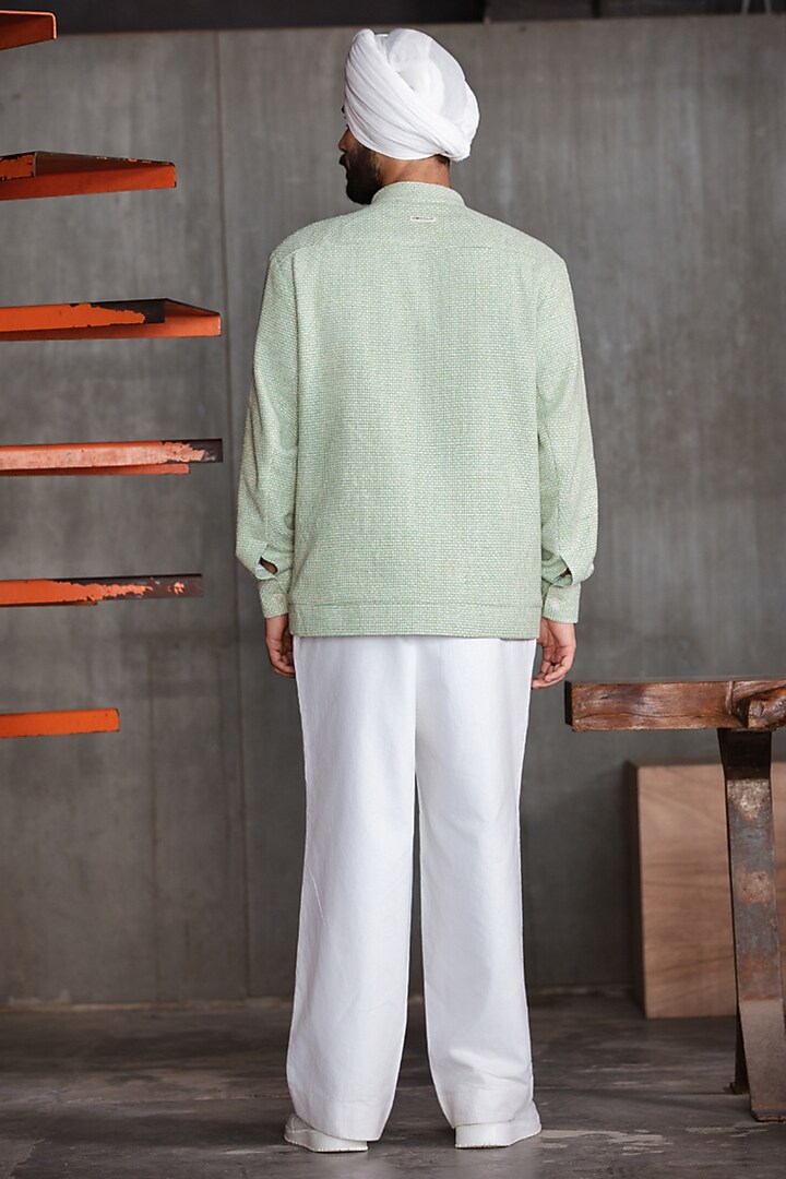 Mint Green Handloom Jacket by Not So Couture at Pernia's Pop Up Shop