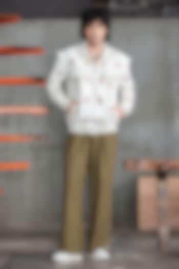 Olive Green Linen Blend Pant Set by Not So Couture at Pernia's Pop Up Shop