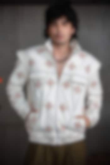 Off-White Cotton Embroidered Jacket by Not So Couture at Pernia's Pop Up Shop