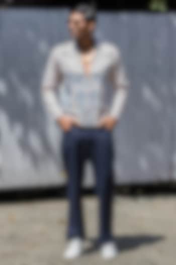 Navy Blue Linen Blend Pant Set by Not So Couture at Pernia's Pop Up Shop