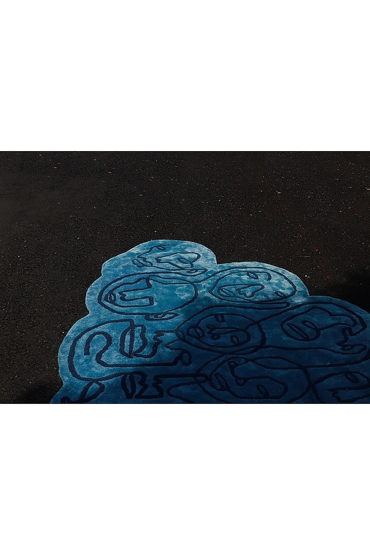 Blue Wool & Bamboo Silk Tufted Carpet by Neytt Homes at Pernia's Pop Up Shop