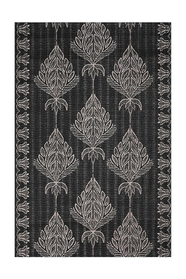 Black & Grey Sisal Floral Carpet by Neytt Homes